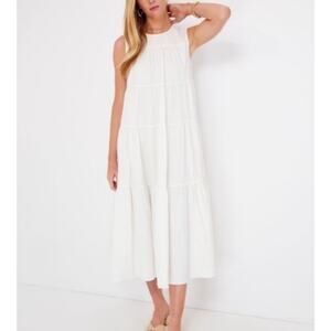 Tuckernuck Pomander Place Carmen dress white tiered cotton maxi NWT medium